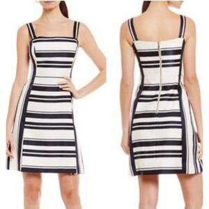 Eliza J. Navy & White Striped Square Neck Sheath Dress sz 4